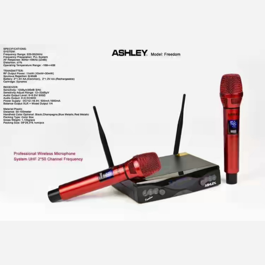 Mic Wireless Ashley Freedom Original Dual Microphone Handle Wireless