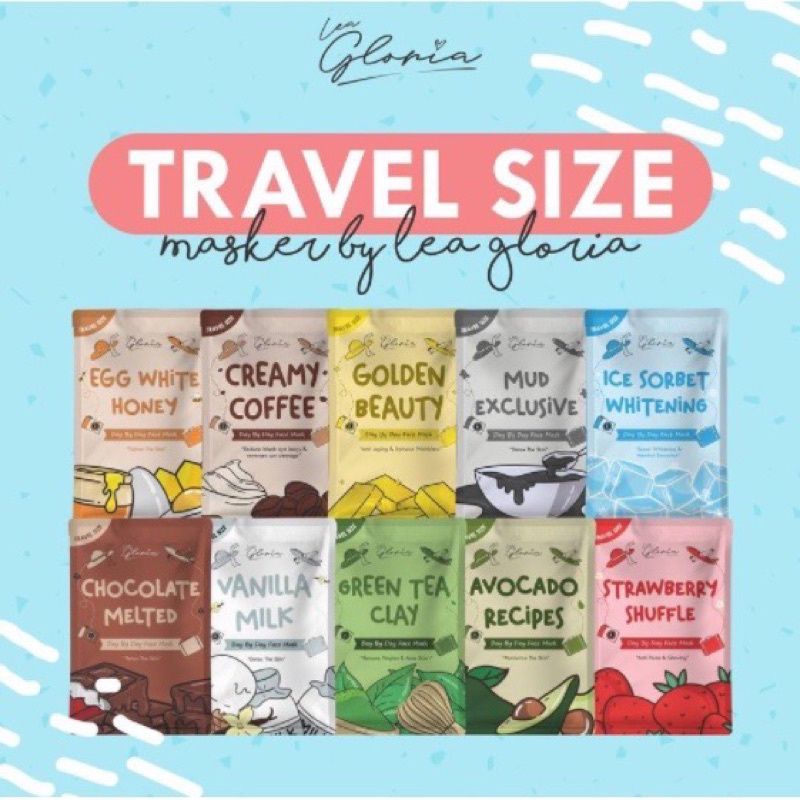 TRAVEL SIZE MASKER WAJAH ORGANIK BY LEA GLORIA 10GRAM BPOM BUBUK ORGANIC MASK