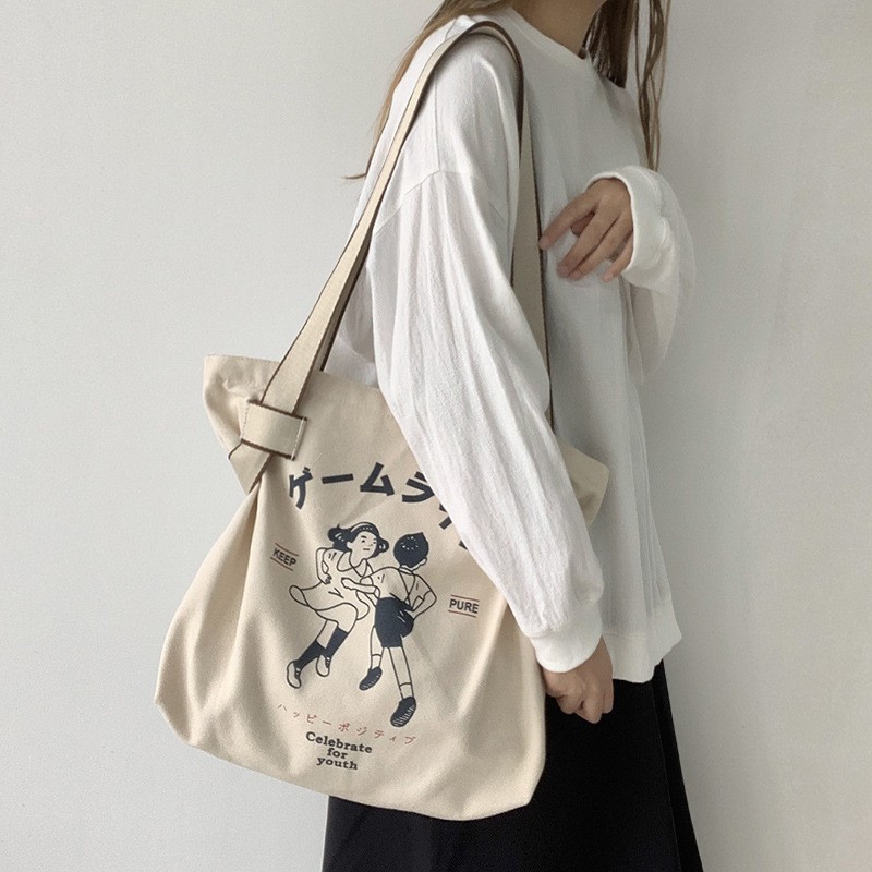 TC-30 tas kanvas canvas wanita jepang bahu shoulder bag japan youth