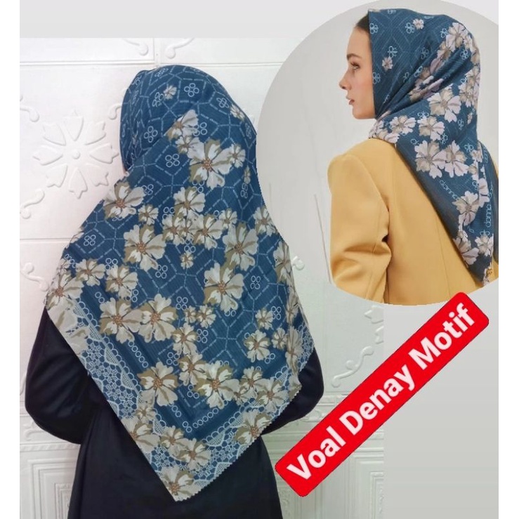 Jual Jilbab Motif Segiempat Denay Hijab Motif Ala Branded Shopee