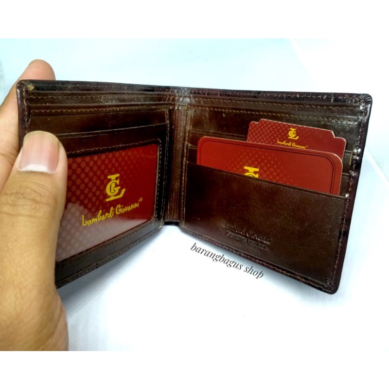 Dompet original kulit asli pria Lombardi Giovanni model serat urat kayu