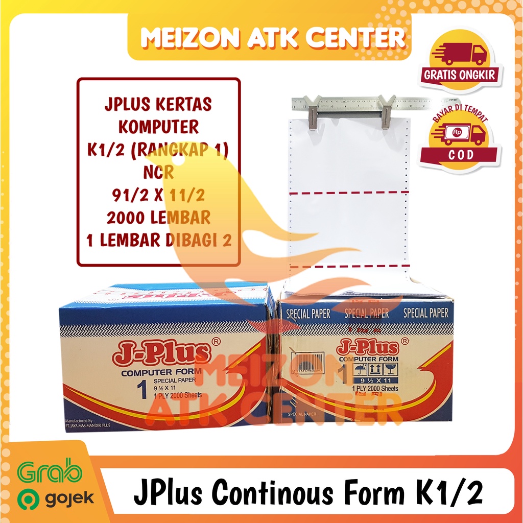 

Continous Form 91/2 x 11 1 Ply ( K1/2 Jplus ) NCR Kertas Komputer