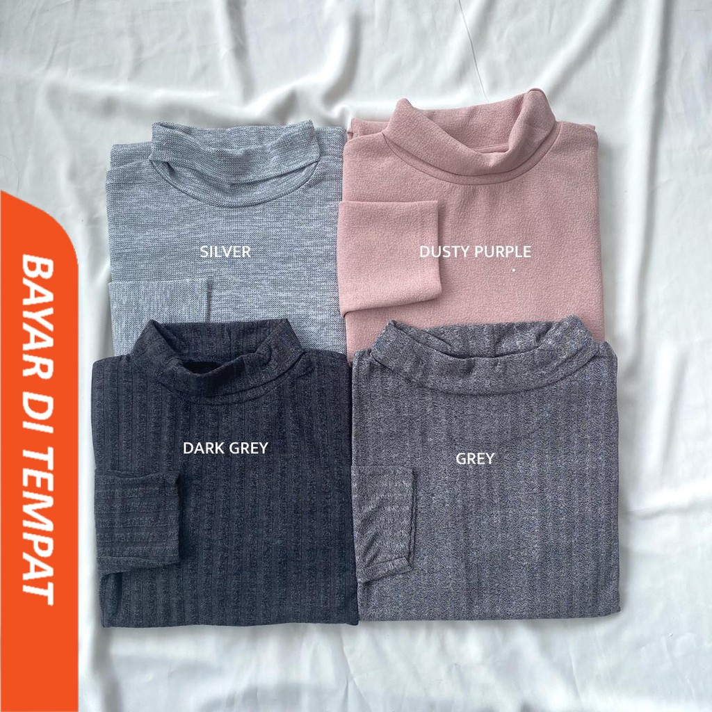 Baju Kaos AtasanTurtle Neck Premium Lengan Panjang Wanita Korea
