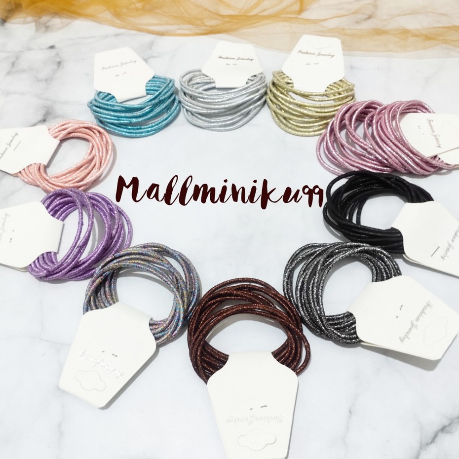 8PCS !!! IKAT RAMBUT KARET CACING POLOS - KARET RAMBUT CACING