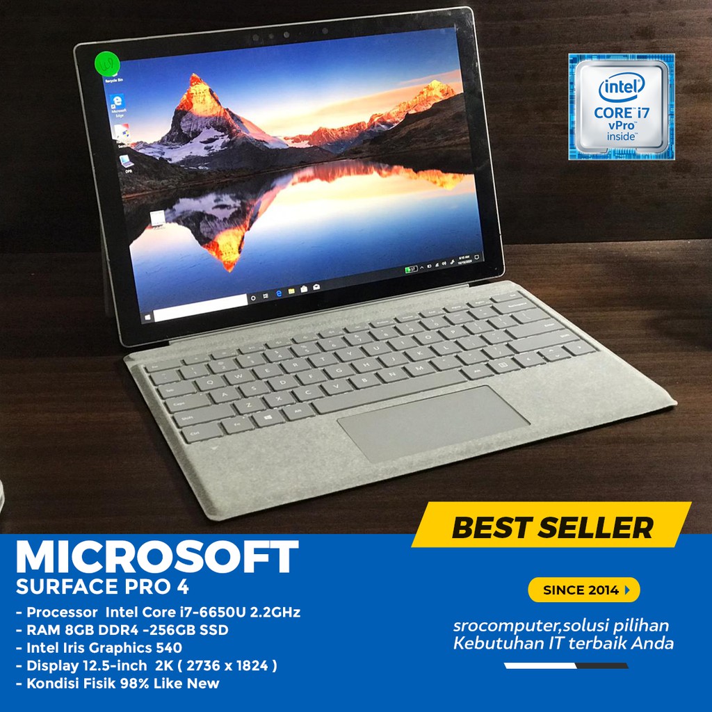 Microsoft Surface Pro 4 8gb Ram 256gb Ssd Intel Core I7 6650u 2 2ghz Shopee Indonesia