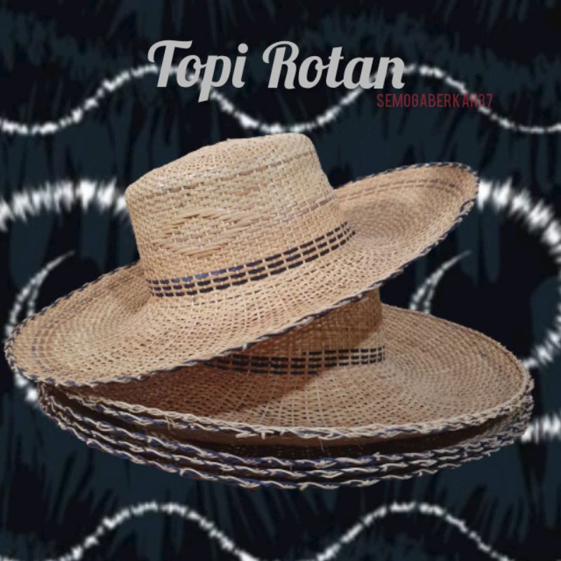 Topi Rotan Anyaman Khas Kalimantan - Sawah/Kebun/Pantai/jalan-Jalan
