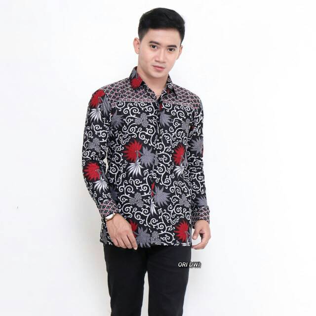 KEMEJA BATIK PRIA LENGAN PANJANG SIZE M L XL XXL  BSWART BatiK HRB026 Kenongo Hem Panjang Padi