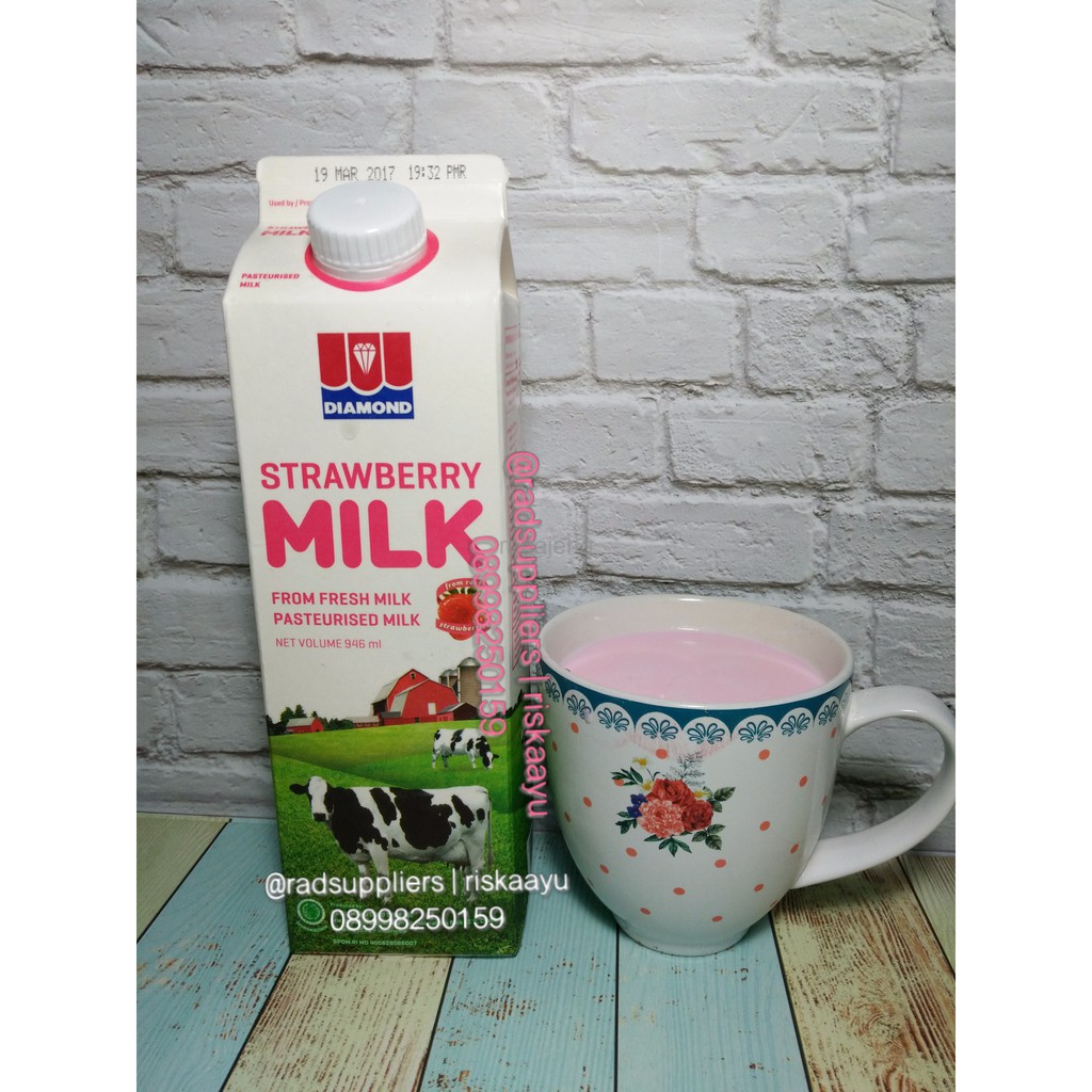 

DIamond Freshmilk Strawberry 1Liter, Susu Pasteurisasi Strawberry 1ltr