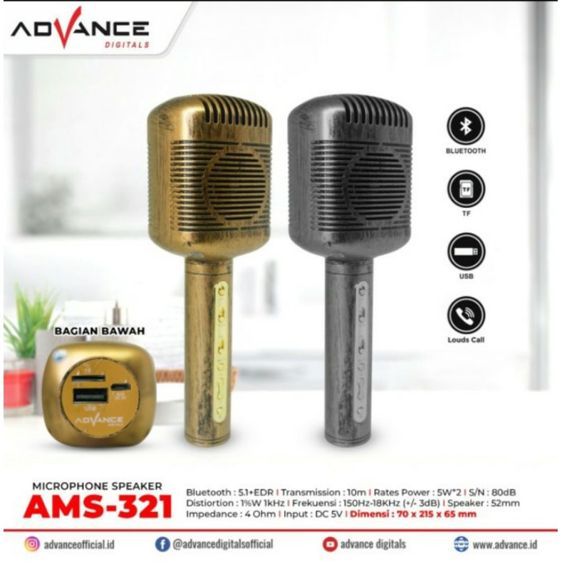Mic Smule Advance AMS 321 Speaker Bluetooth Mic Karaoke