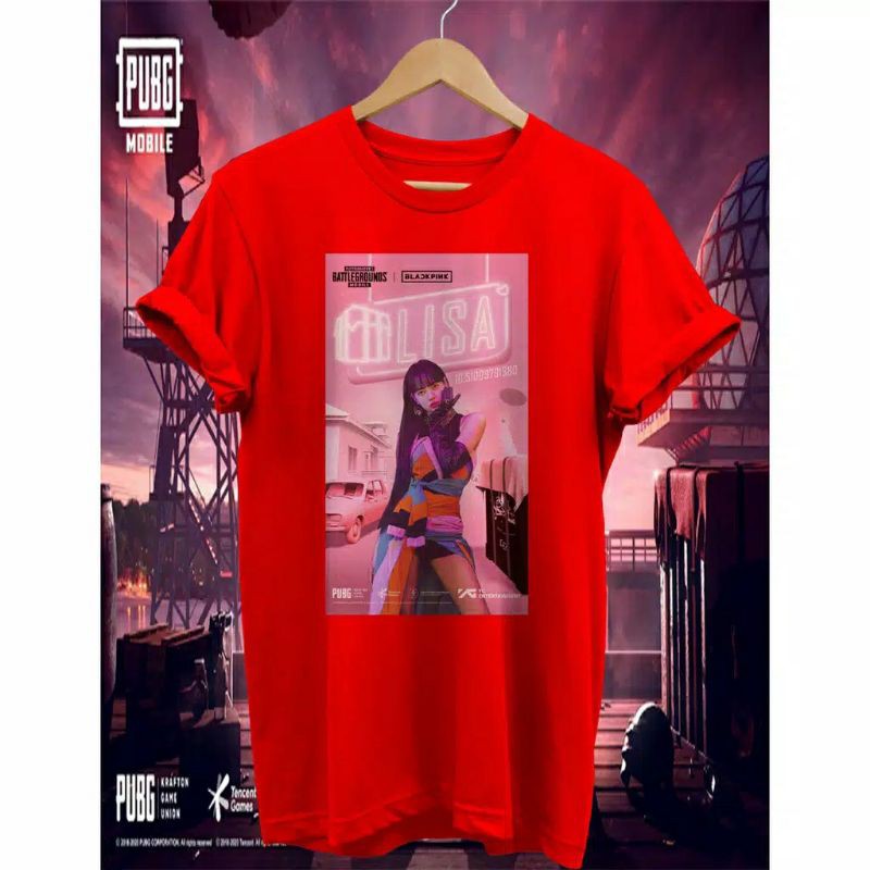 KAOS LISA BLAKCPINK COLLAPS WITH PUBG BAJU TSHIRT COMBED 30S