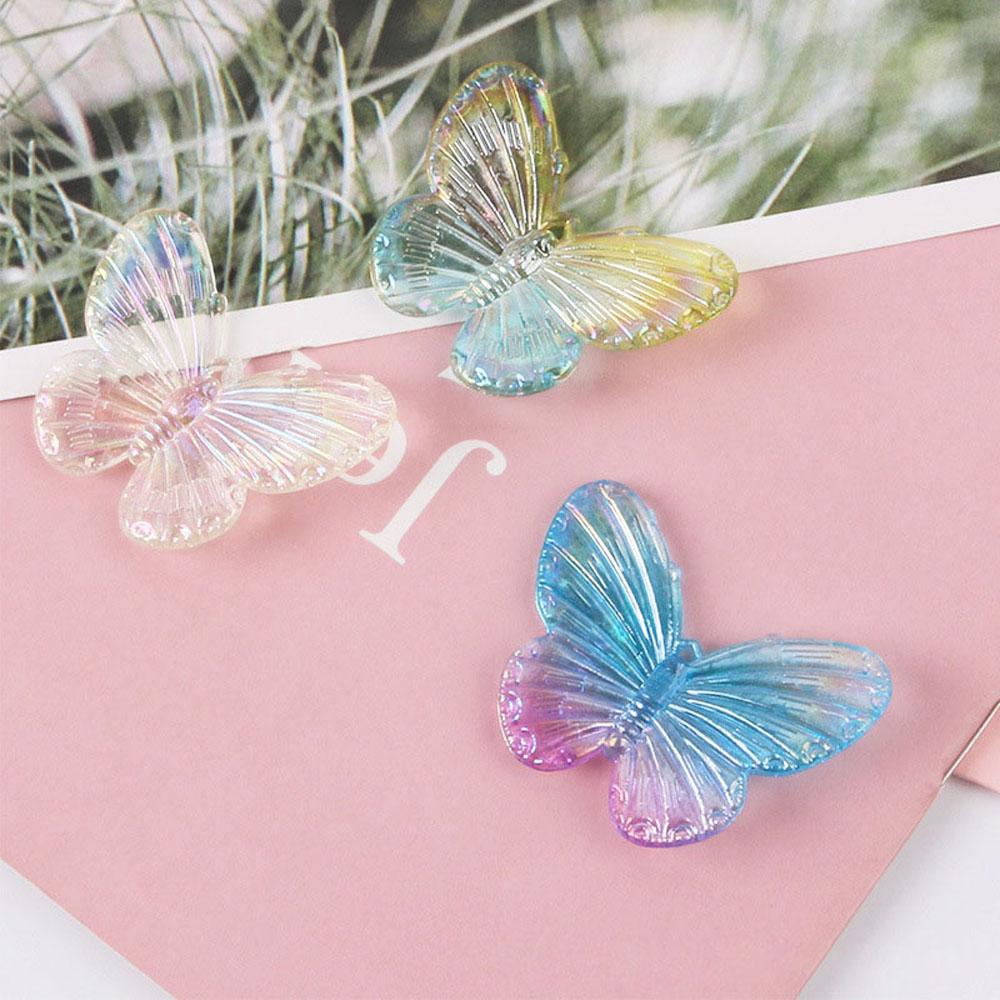 Agustina Kalung Temukan 31.5x41x4.5mm Bahan Perhiasan DIY Electroplate Acrylic Butterfly Liontin Kupu-Kupu