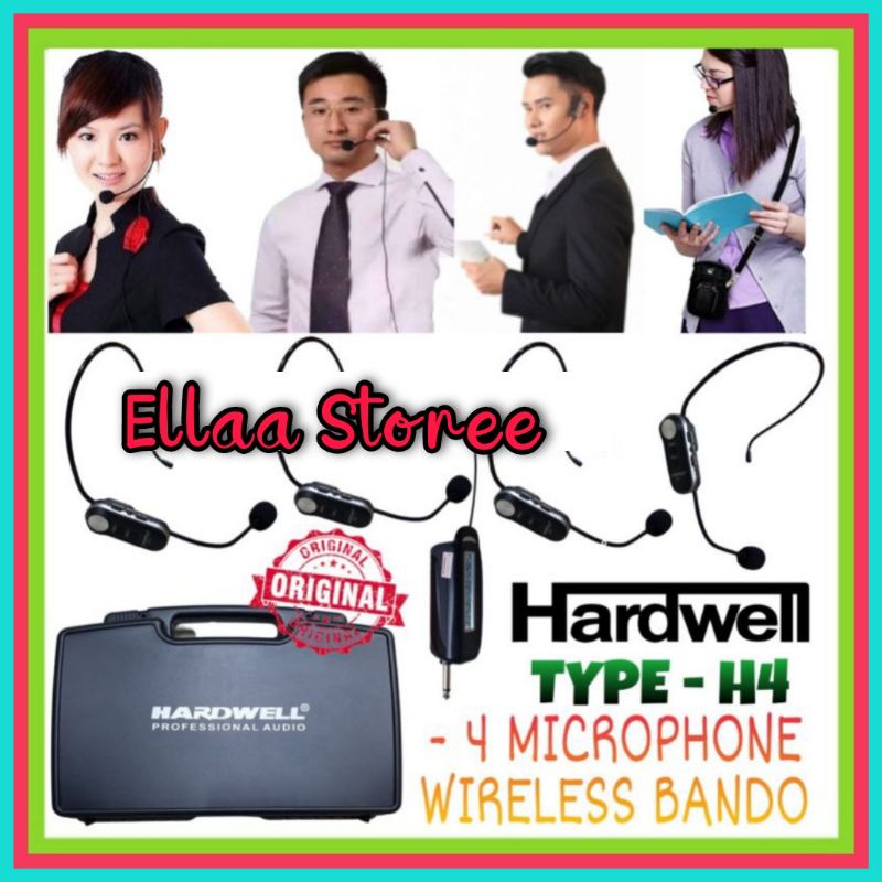 Mic Wireless Bando HARDWELL H4 Buat Zoom Meeting 4 Microphone Karaoke