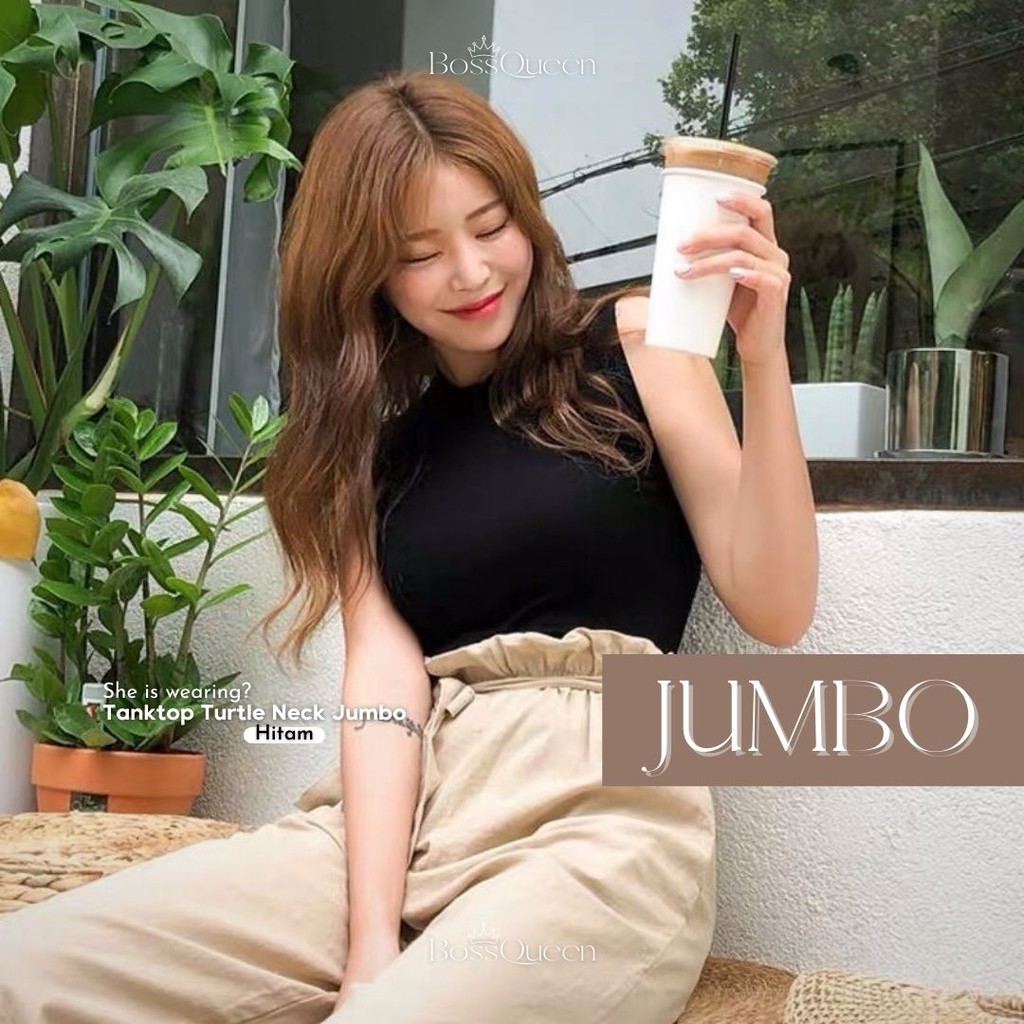 TURTLE NECK [JUMBO] TERMURAH / TANKTOP ATASAN WANITA TANPA LENGAN POLOS-1
