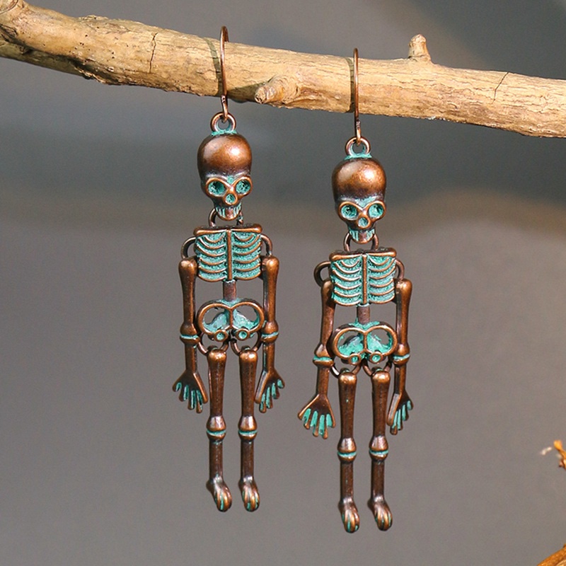 Halloween Vintage Skeleton Skull Dangle Earrings For Women Jewelry Party Gifts