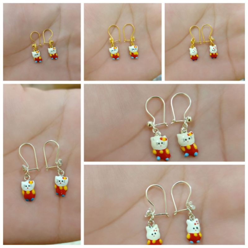 ANTING ANAK CAT PERAK 925 LAPIS MAS 24K