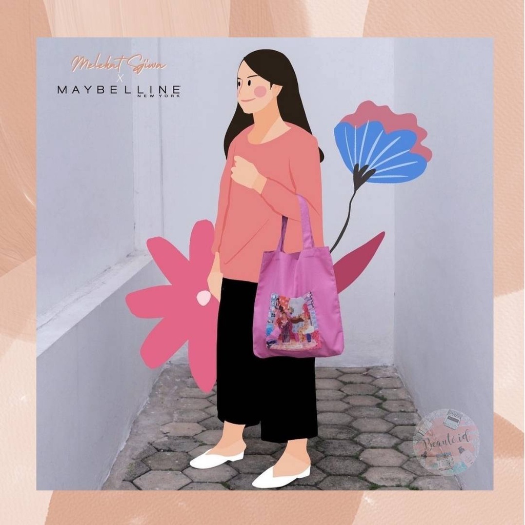 Tas Bahu Tas Belanja Tas Kuliah Bahan Kain Tote Bag with Pouch Aesthetic Loreal Maybelline Garnier x Melekat Sejiwa