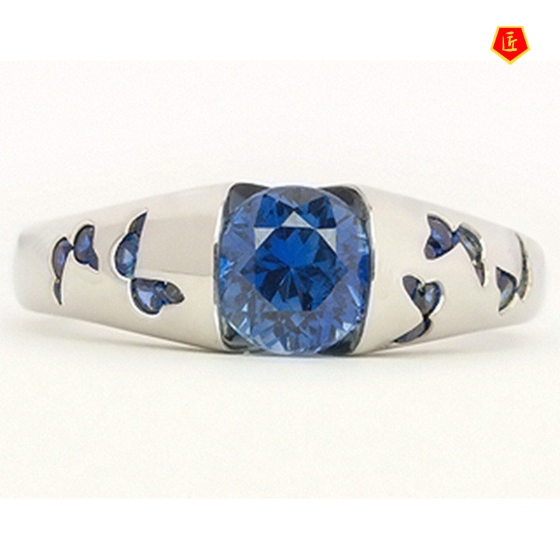 [Ready Stock]Elegant Personality Inlaid Sea Blue Butterfly Gem Ring