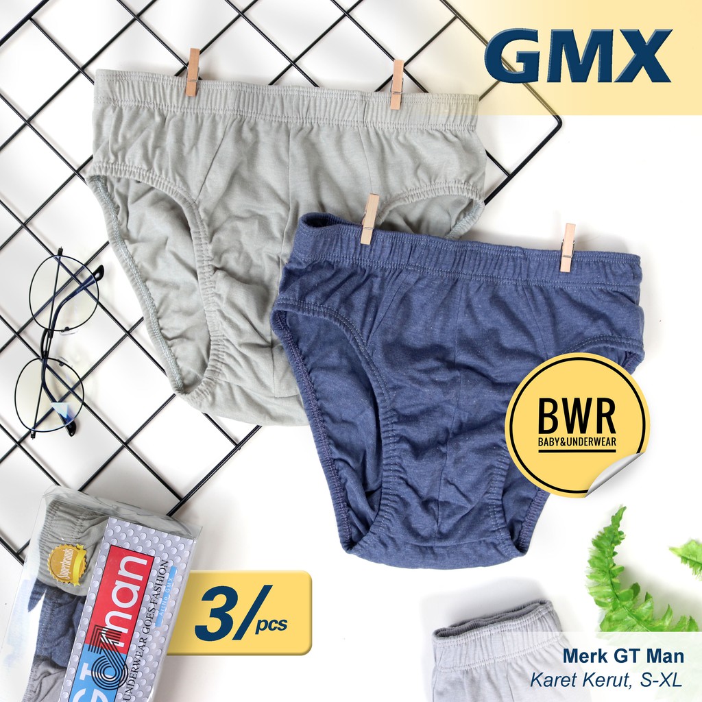 [ 3pc ] GMX | Celana Dalam Pria GT Man | CD Pria Dewasa Karet Kerut - Bwr III