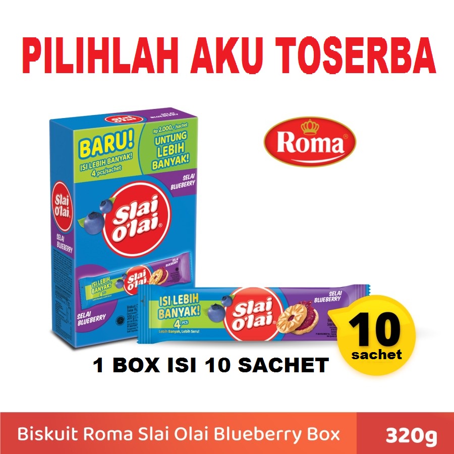 Biskuit Roma Slai O'lai Blueberry / Slai Olai Blueberry Box @32 gram (HARGA 1 DUS ISI 12 BOX)