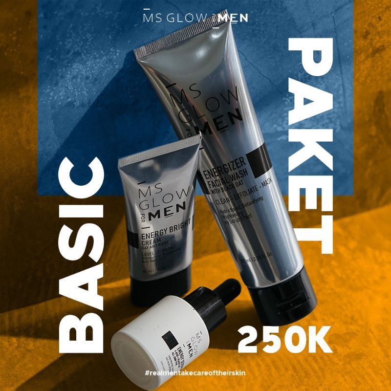 MS GLOW FOR MAN MSGLOW BASIC DAN PAKET LENGKAP SKINCARE BPOM PERIA CREAM PEMUTIH WAJAH ORIGINAL