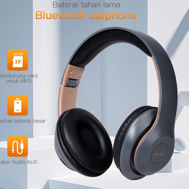 SALEE.. TACOO Wireless Headphone Bluetooth Stereo Bass HiFi Sound Flodable Head Noise Cancelling  Ga