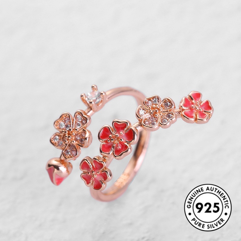 Cincin Berlian Bahan S925 Silver Warna Rose Gold Untuk Wanita