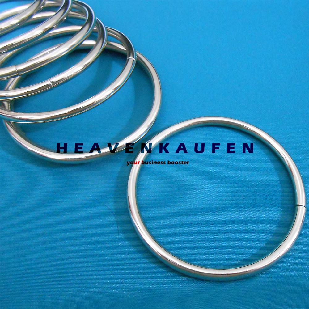 Ring Bulat Besar Diameter Lubang 6,7 cm Nikel Silver Tebal 5 mm Untuk Gorden Handle Tas Dll