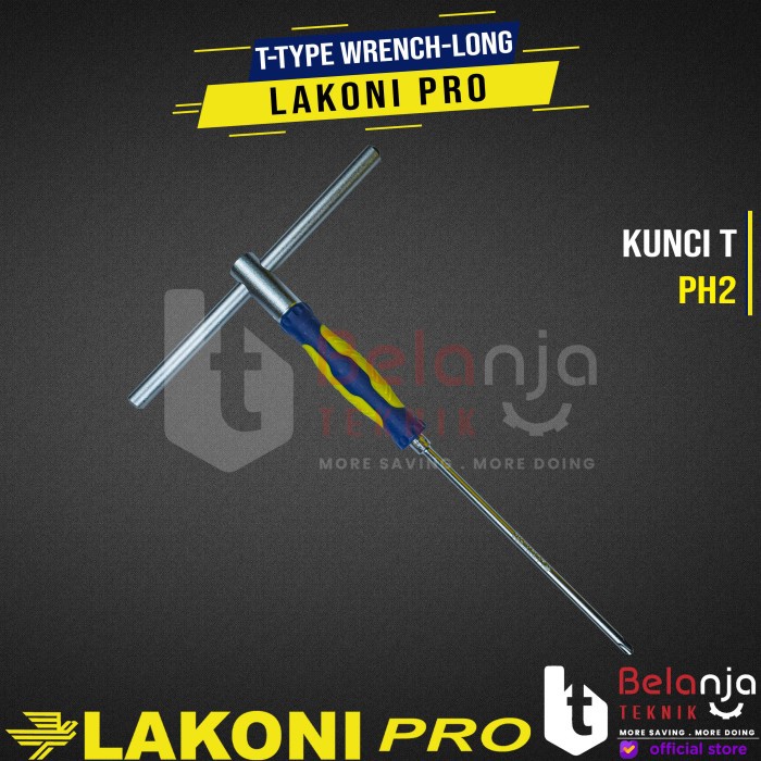 Lakoni Pro T-Type Wrench Screwdriver PH2 Obeng T Plus PH 2 CRV Steel