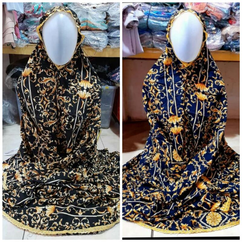 Mukenah Terusan/Lajur Katun Rayon Renda