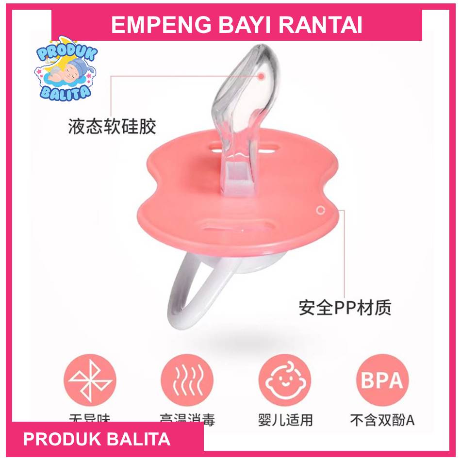 Empeng Bayi Rantai Klip Pacifier Dot Silicone bayi Set Box Dot Tali Baby Terlaris