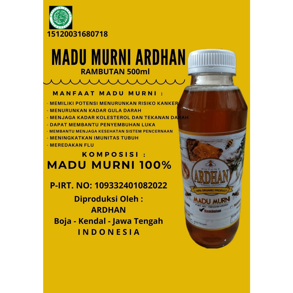 

Madu Murni Ardhan Rambutan 500ml