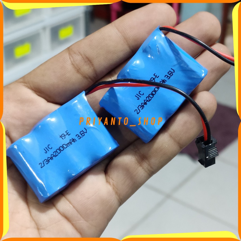 Baterai cas Rakit 2/3 2000mAh 3.6v Soket hitam Batrei mainan isi3