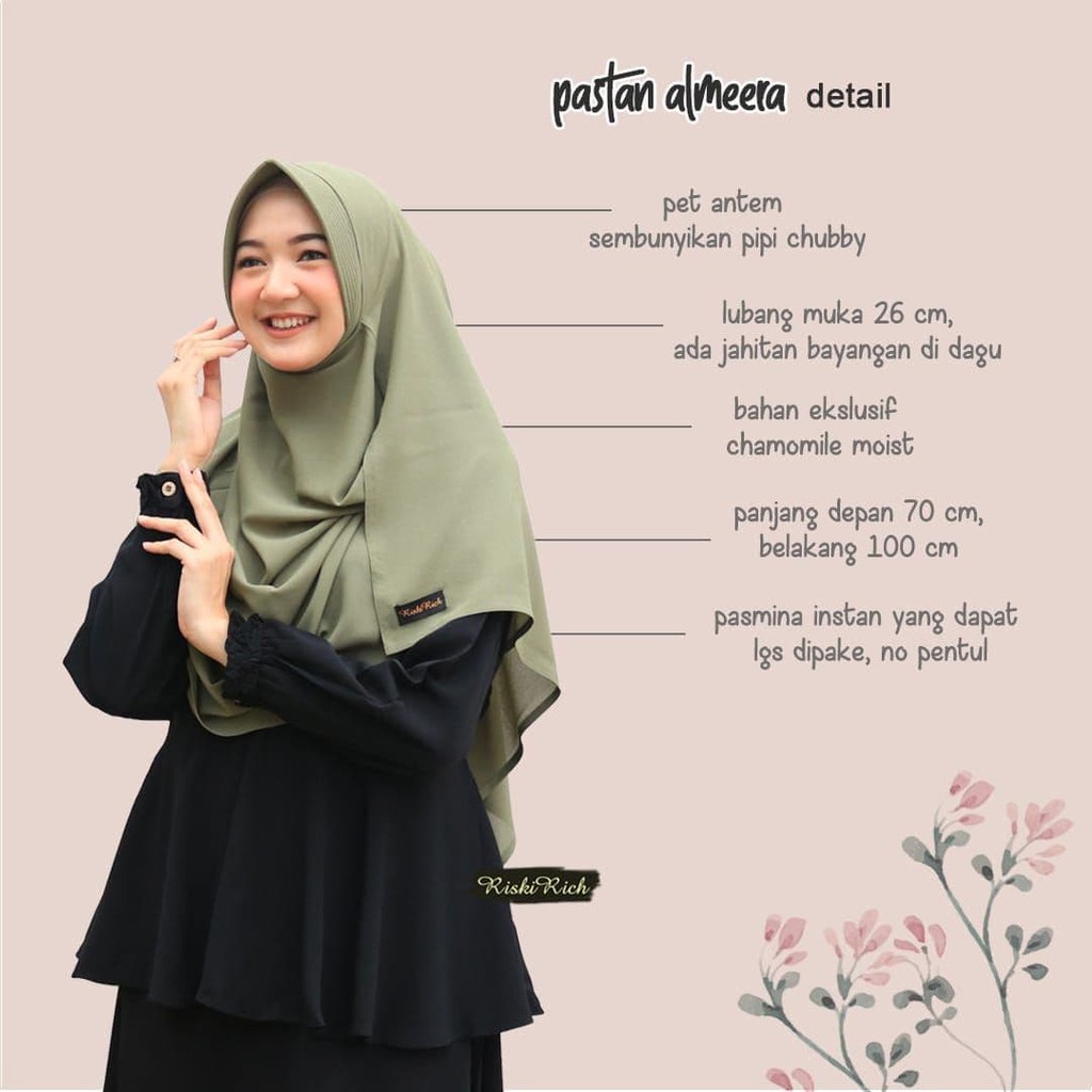 Riskirich ALMEERA Hijab Pashmina Instant Crepe