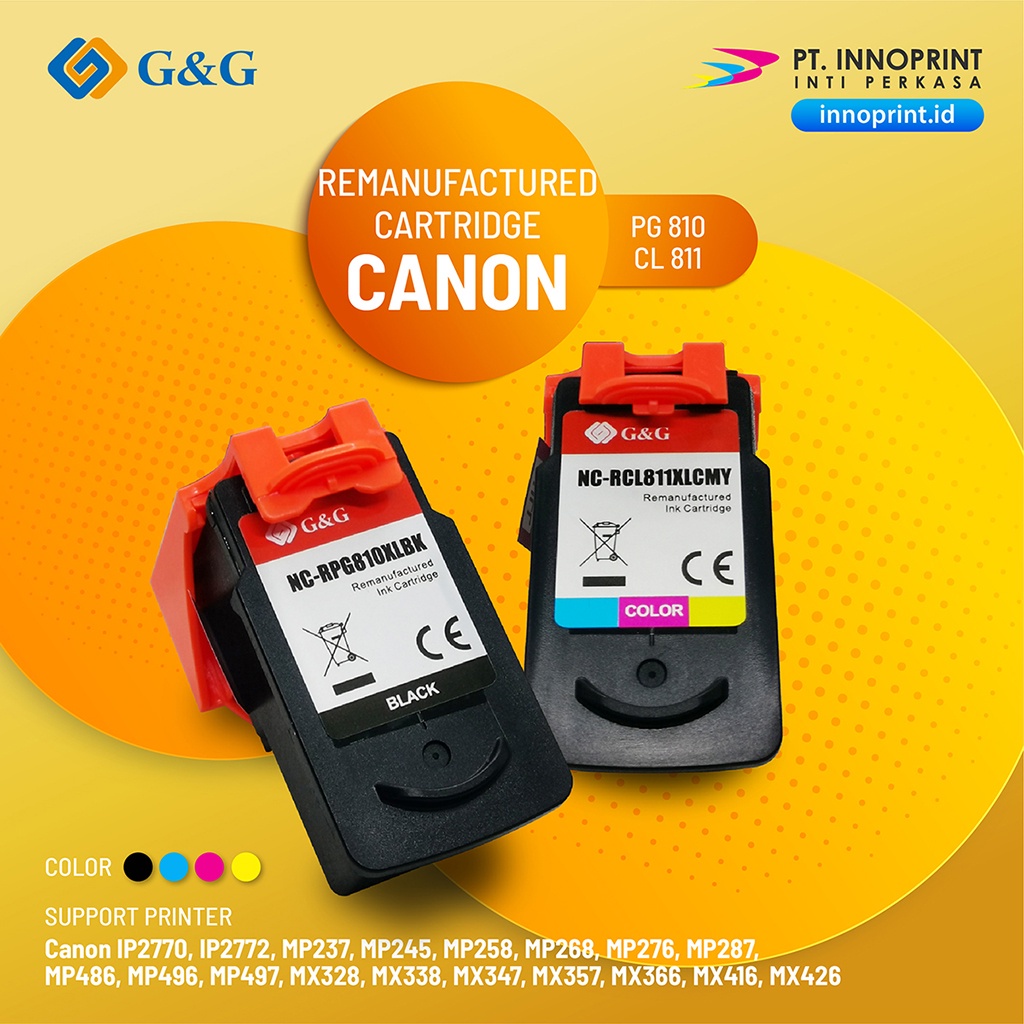 Remanufactured Canon PG 810 XL, CL 811 XL Inkjet Cartridge for IP2770, IP277, MP245, MP258, MX366, MX416