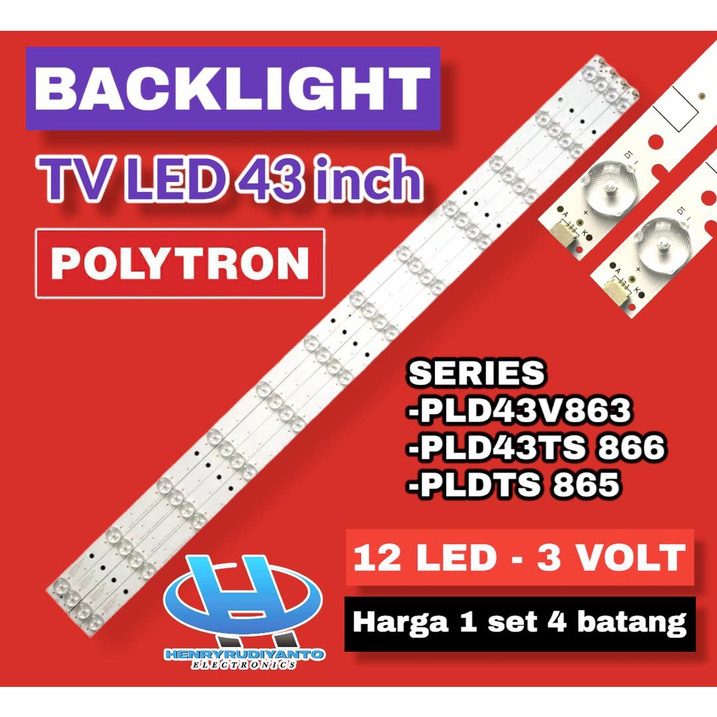 BACKLIGHT TV LED POLYTRON 43 INC PLD 43V863 43TV866 43TS866 43TS865 PLD43V863 PLD43TV866 PLD43TS866 