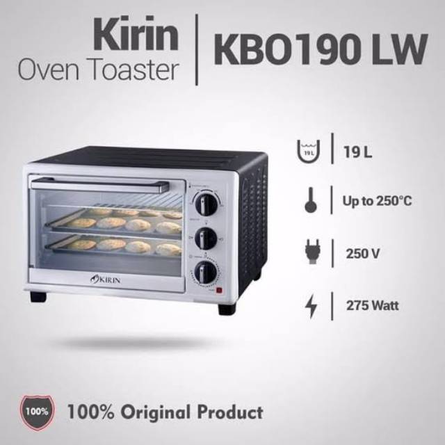 OVEN TOASTER KIRIN KBO 190 LW LOW WATT 19 LITER 19L KBO190LW KBO190 190LW TERMURAH TERLARIS GARANSI 