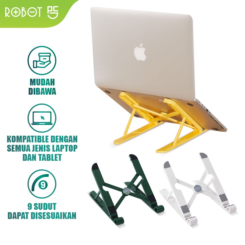 ROBOT Stand Holder Laptop Portable Lipat Anti Slip Kompatibel dengan Semua Jenis Laptop dan Tablet RT-LS03 Original - Garansi Resmi 1 Tahun