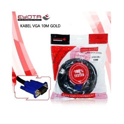 Cable vga eyota 10 meter gold plated 3+6 m-m 1080p FHD for pc laptop projector - Kabel vga monitor 10m