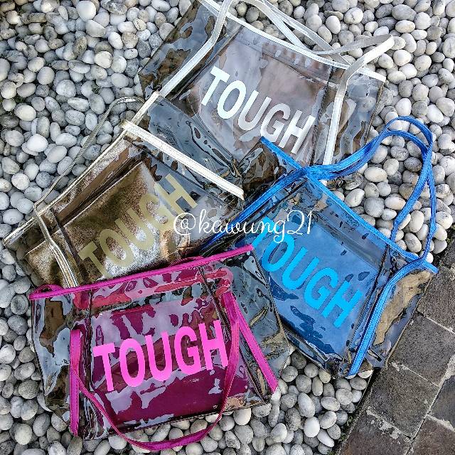 TW1811 Tas Wanita Transparan Totebag Pvc Plastik Keren Fashion Cewek Modis