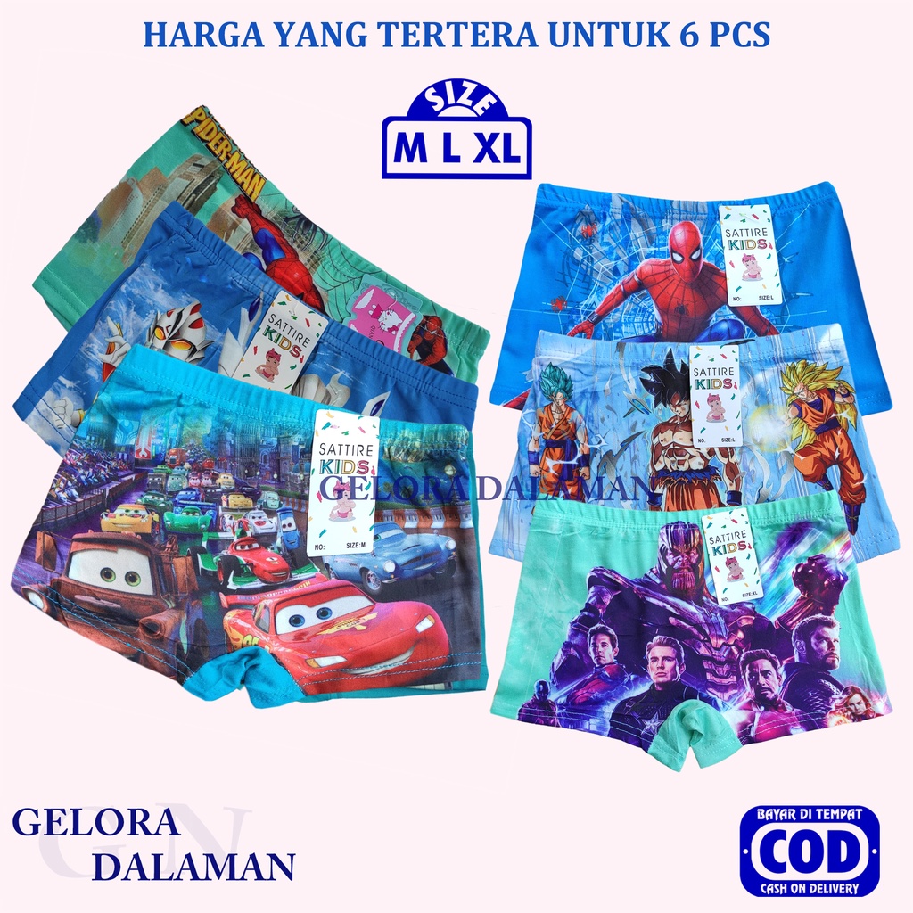 6 Pcs Boxer Anak Laki Semapk Anak Cowok Bocah