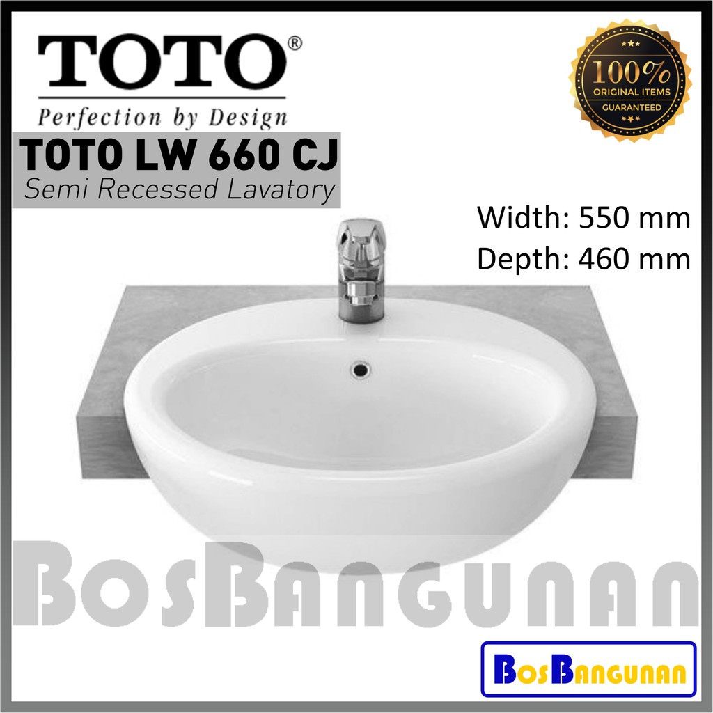 Wastafel Semi Recessed TOTO LW 660 CJ / Wastafel Meja Setengah Keluar
