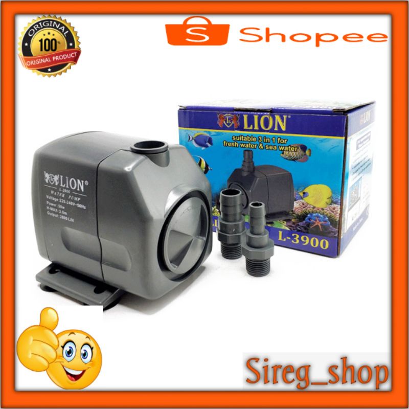 Pompa LION L 3900, Pompa Air Celup 2800L/H Akuarium/Kolam Ikan 50Watt