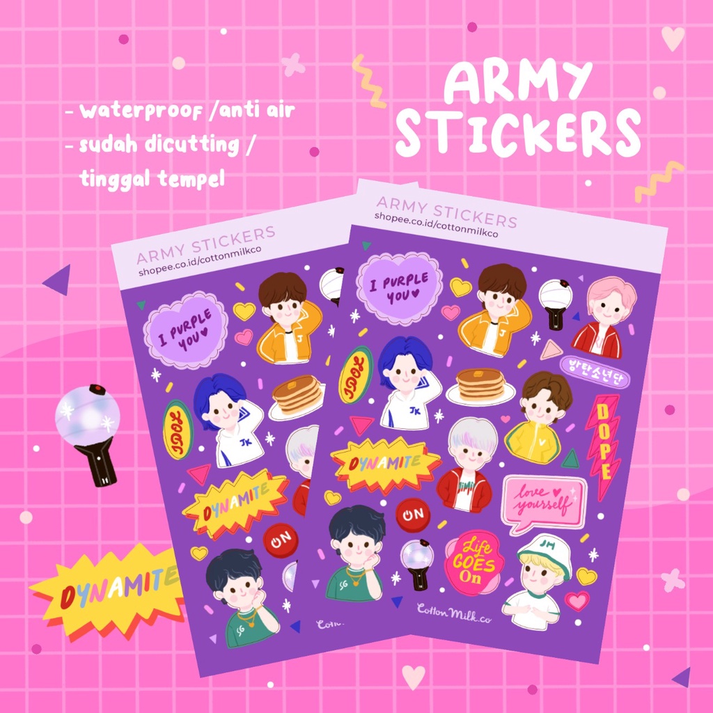 

STICKER BTS ARMY (WATERPROOF / ANTI AIR) STIKER JURNAL LABEL