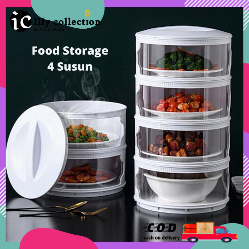 Food Storage 4 Susun Rak Tudung Saji Tingkat Tempat Penyimpanan Makanan