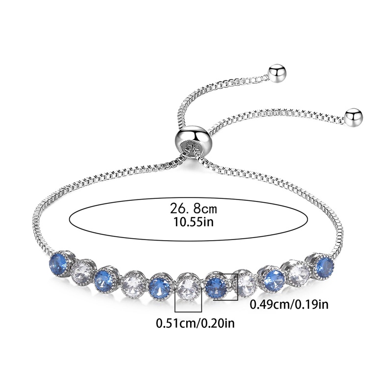 Gelang Tangan Zircon Bulat Warna Biruputih Untuk Wanita