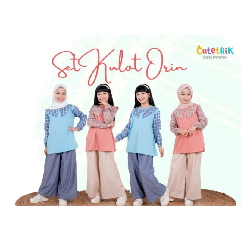 Cutetrik Setelan Kulot Anak Perempuan Set Kulot dan Tunik Anak Remaja