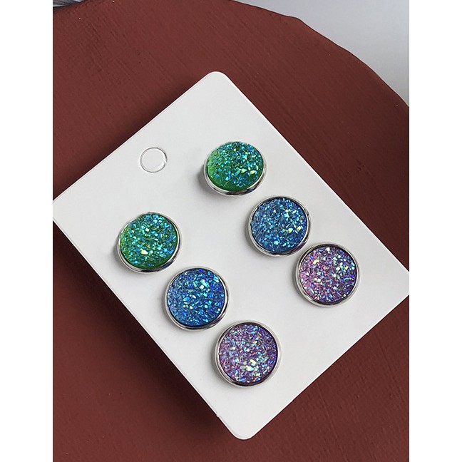 LRC Anting Tusuk Fashion Frosted Starry Sky Geometric Round K51369