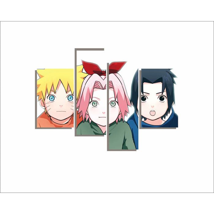 Hiasan Dinding Minimalis Wall Art Anime 4 Panel Naruto Tim 7