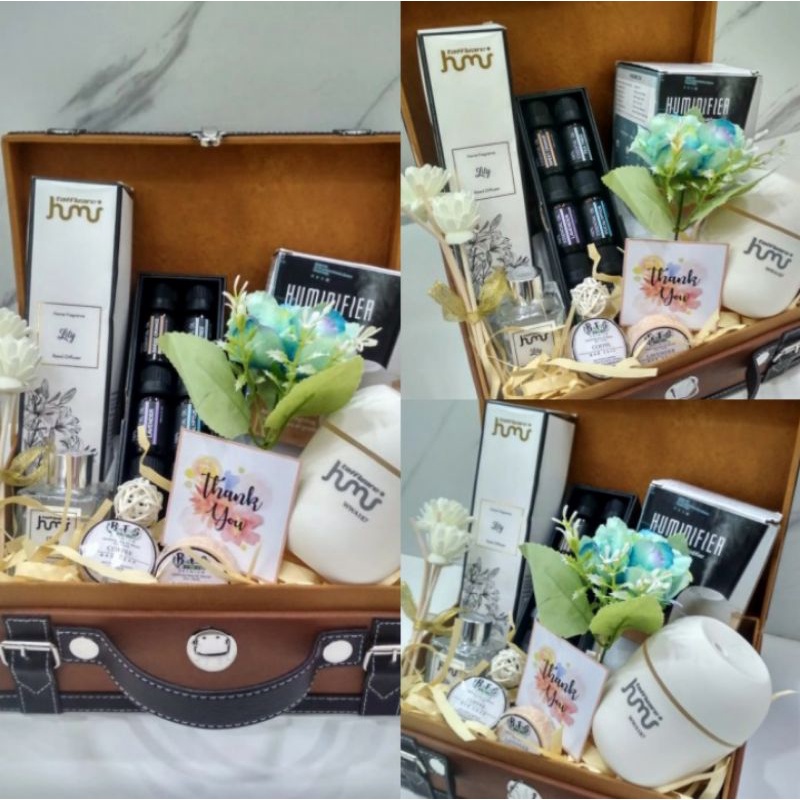 

Kado pernikahan premium/Hampers wedding/Hampers haromatherapy/Box kulit