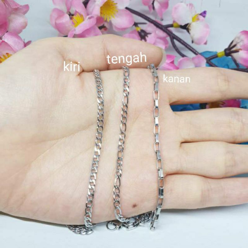 100% kalung Rante titanium anti karat UK 50cm ♡Kp-7♡